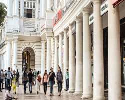 The famous place in Connaught Place, New Delhi, India built by Robert Tor Russell is inspired from the design of The Royal Crescent The famous place in Connaught Place, New Delhi, India built by Robert Tor Russell is inspired from the design of The Royal Crescent.